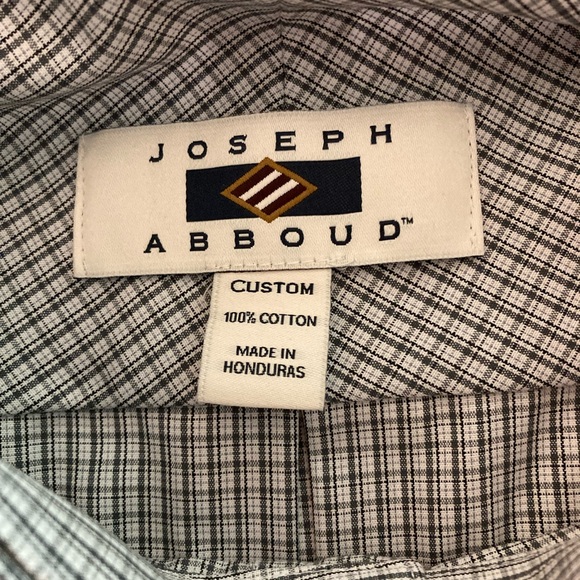 Joseph Abboud 80s 2-Ply Cotton White Gray Plaid Shirt Mens Size 17.5/36 NWT - Picture 3 of 7